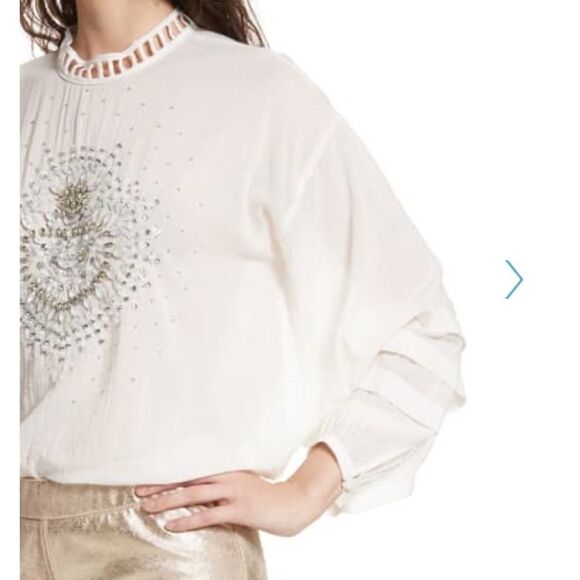 NWT Free People Heart of Gold Embellished Blouse - Picture 6 of 8